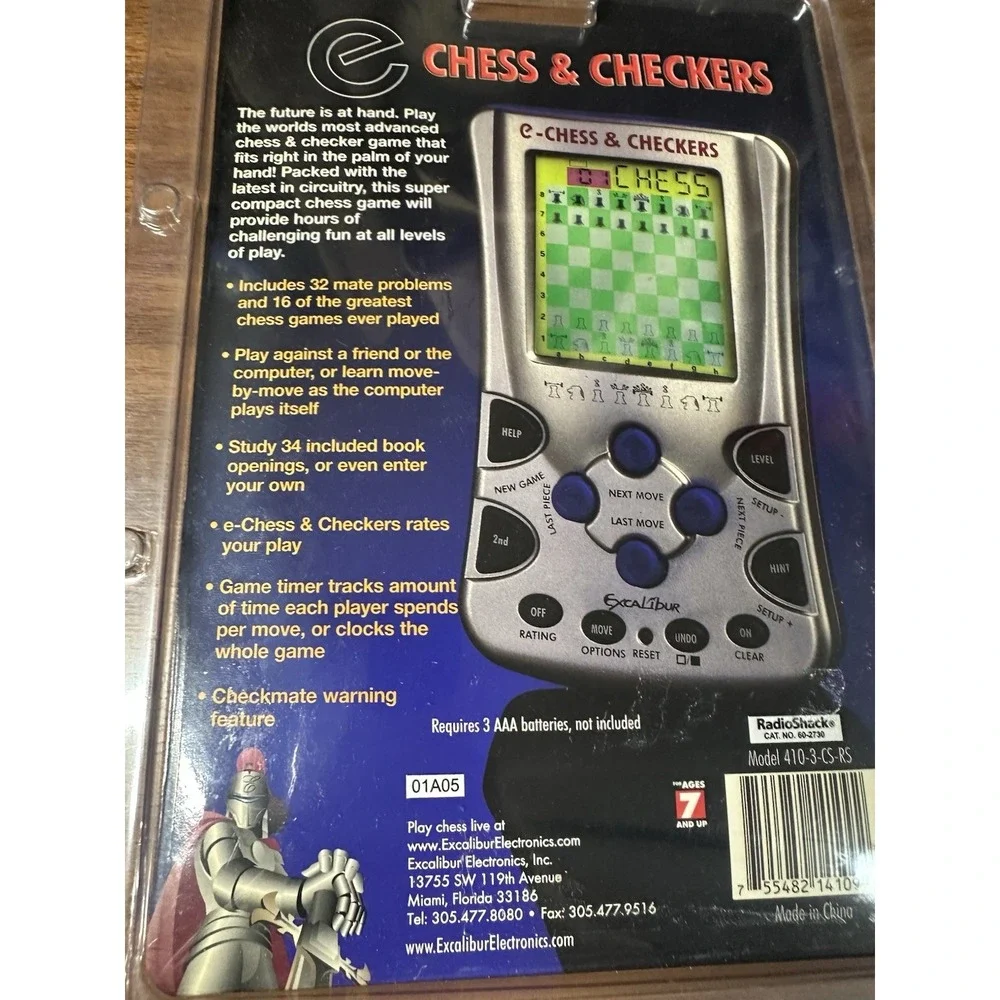 Excalibur Chess & Checkers Handheld Electronic Travel Game NEW in Package‎
